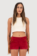 Desert Rose Fringe Mini Shorts
