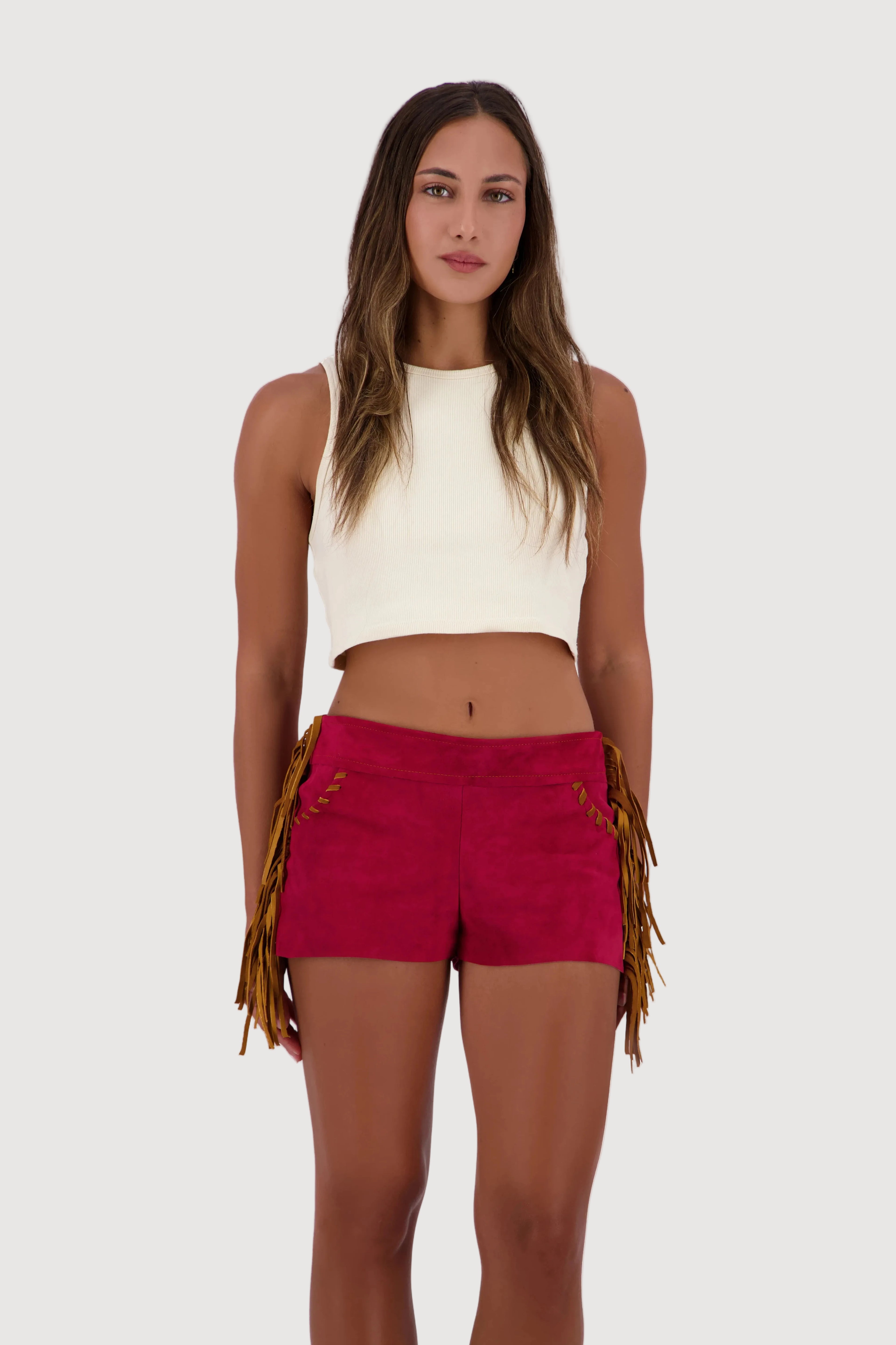 Desert Rose Fringe Mini Shorts