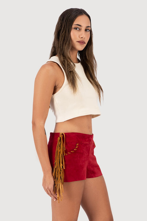Desert Rose Fringe Mini Shorts