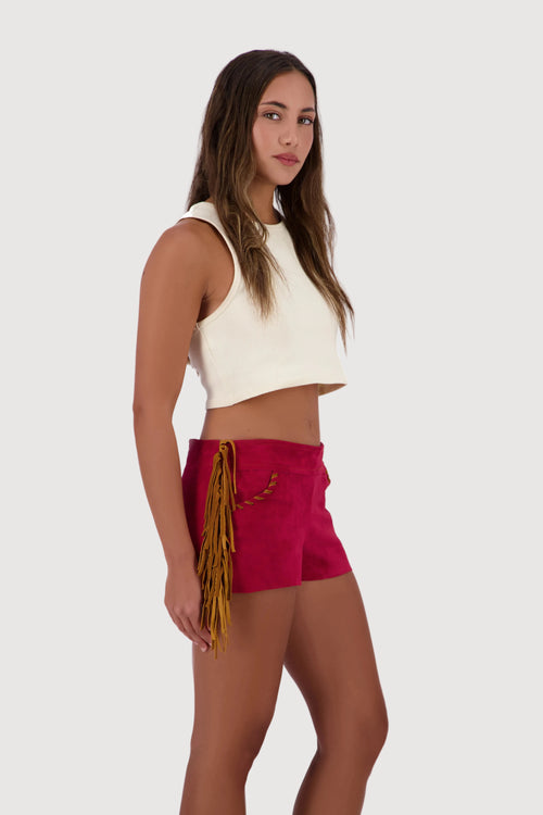 Desert Rose Fringe Mini Shorts