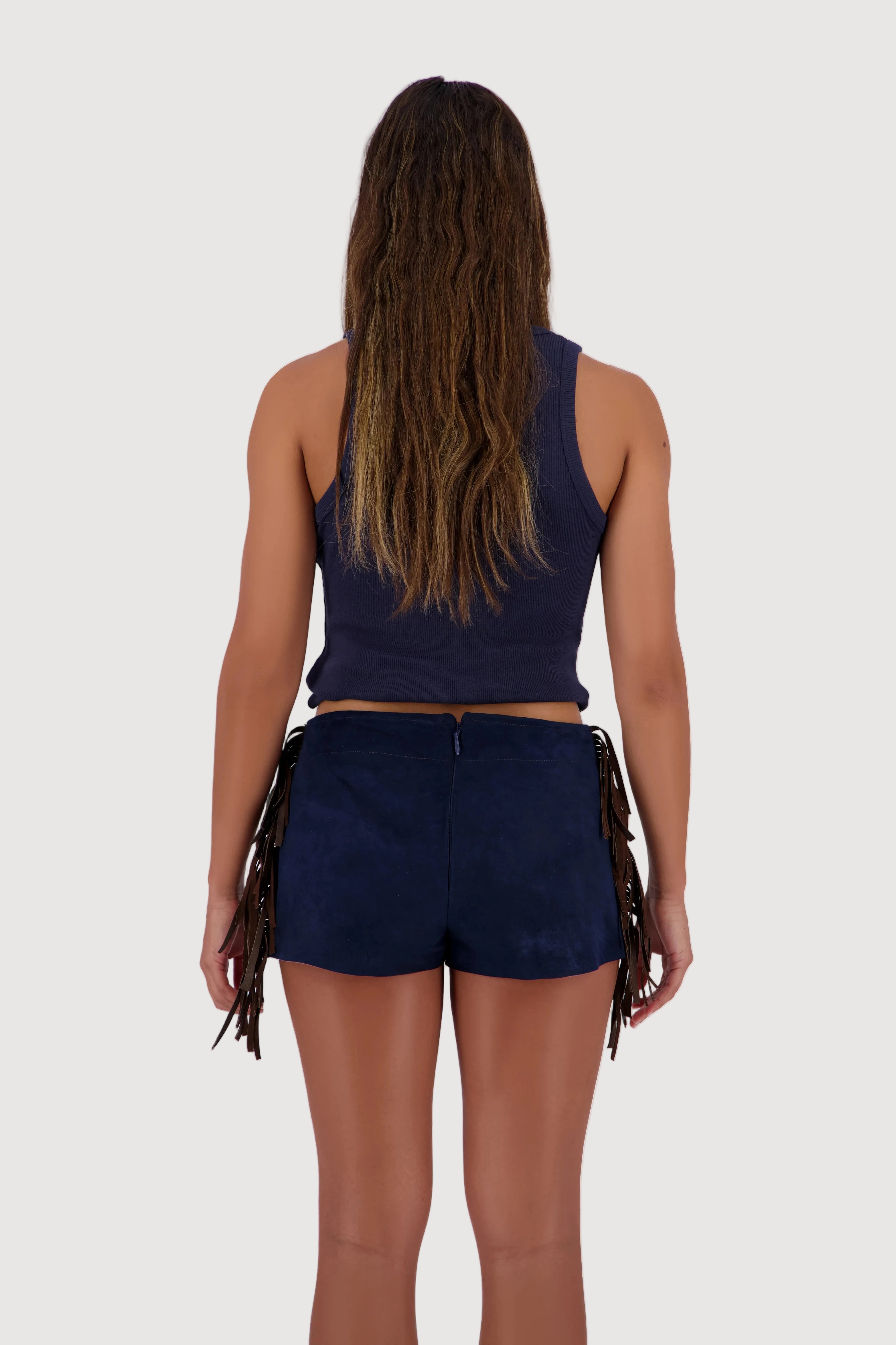 Midnight Mesa Fringe Mini Shorts