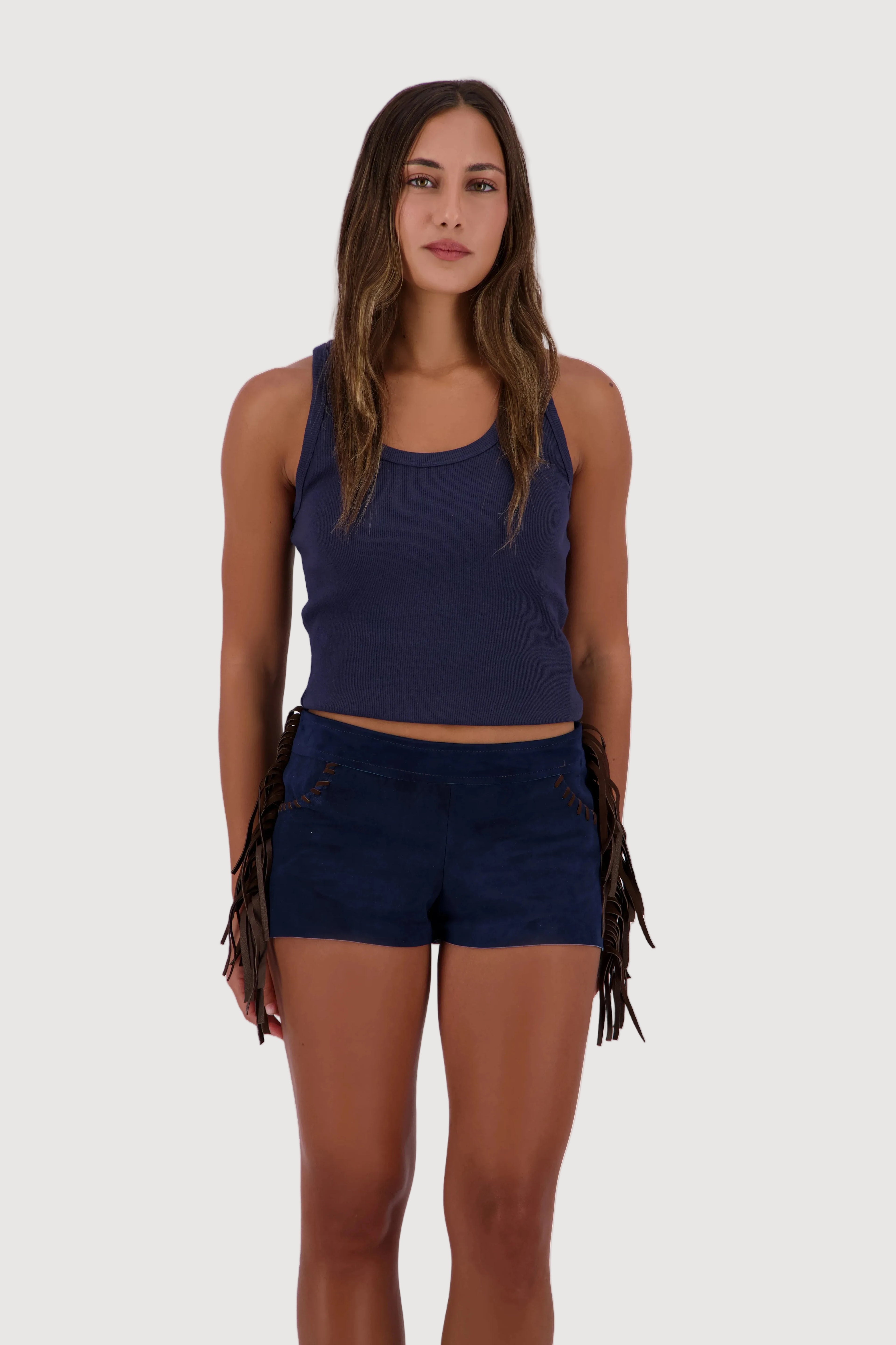 Midnight Mesa Fringe Mini Shorts