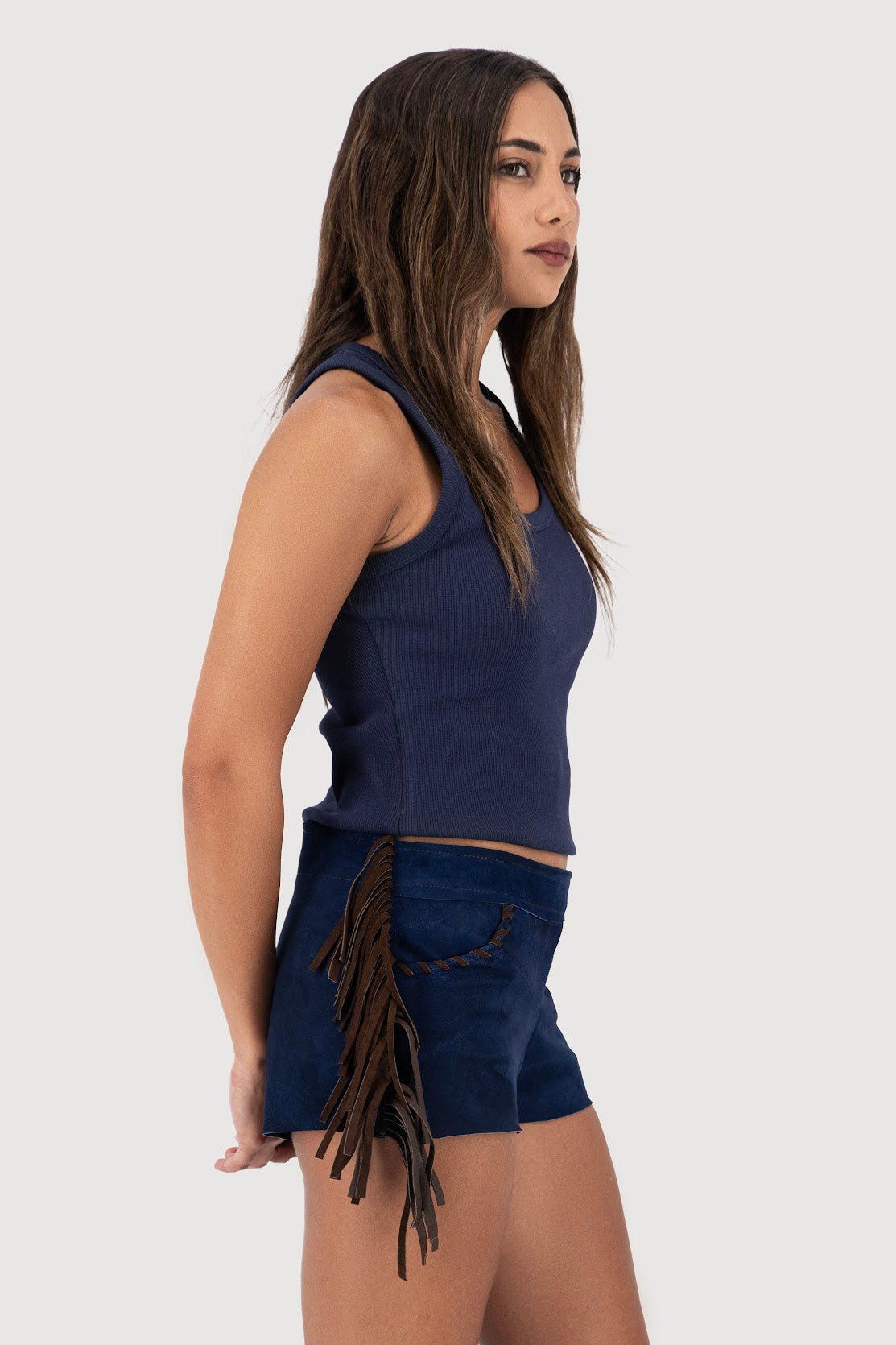 Midnight Mesa Fringe Mini Shorts