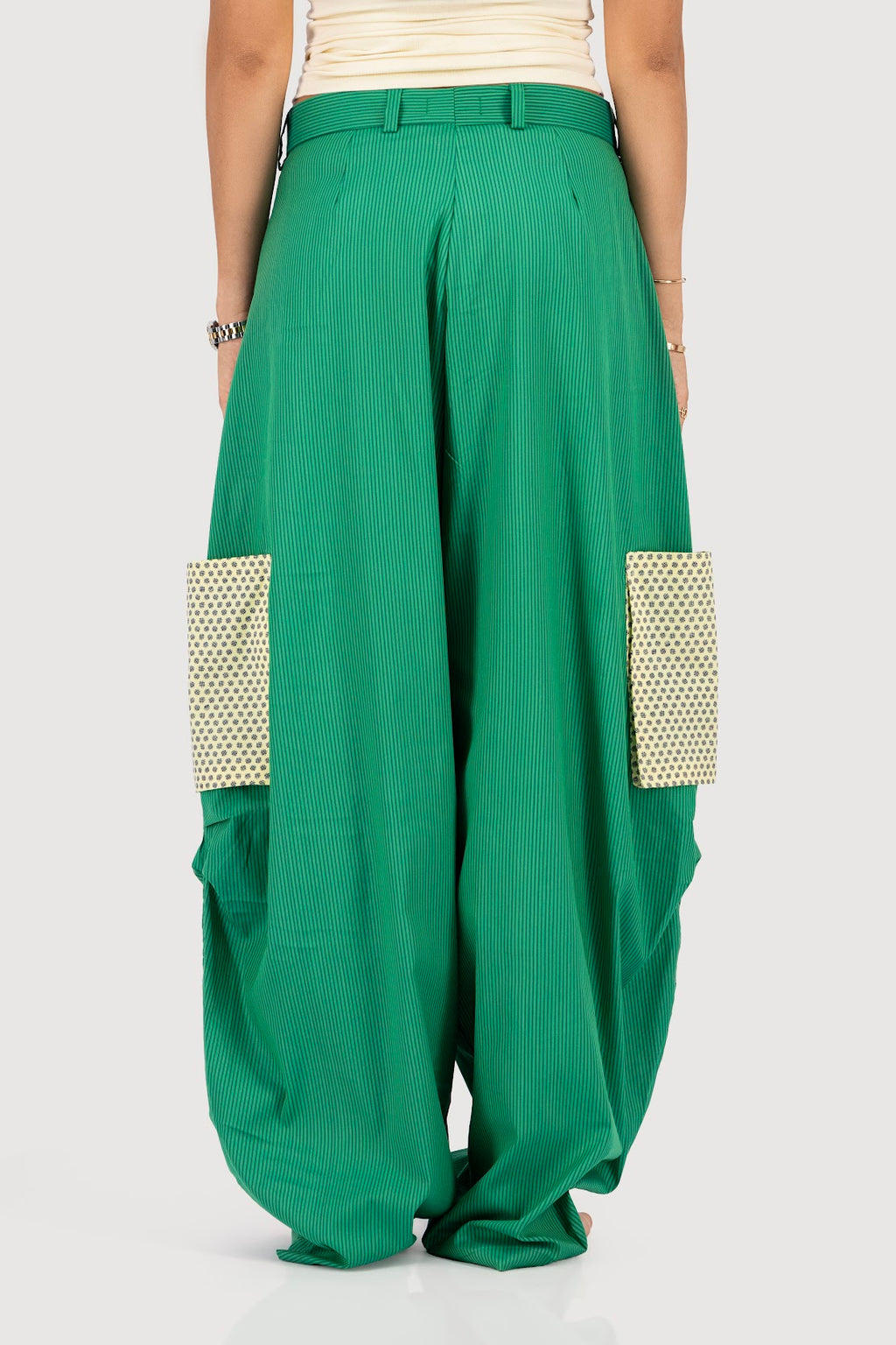 Pea Green Pocket Barrel Pants
