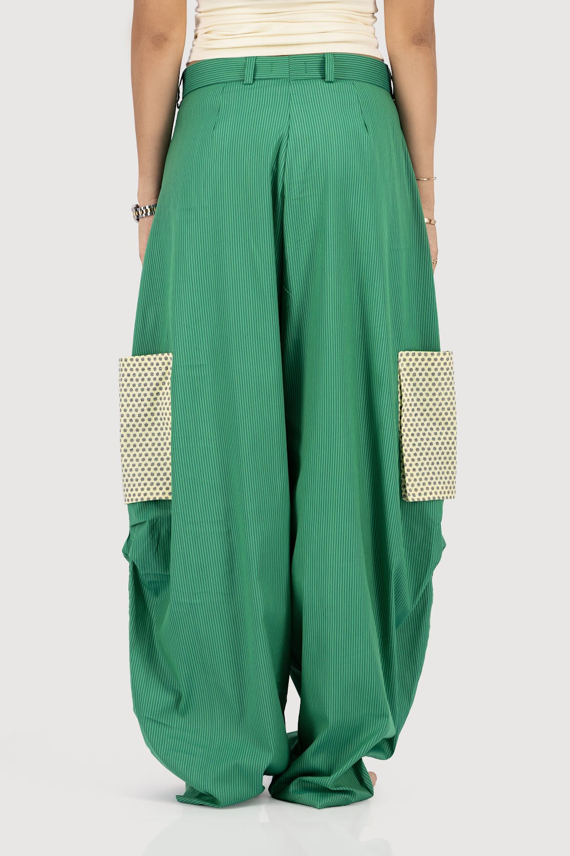 Pea Green Pocket Barrel Pants