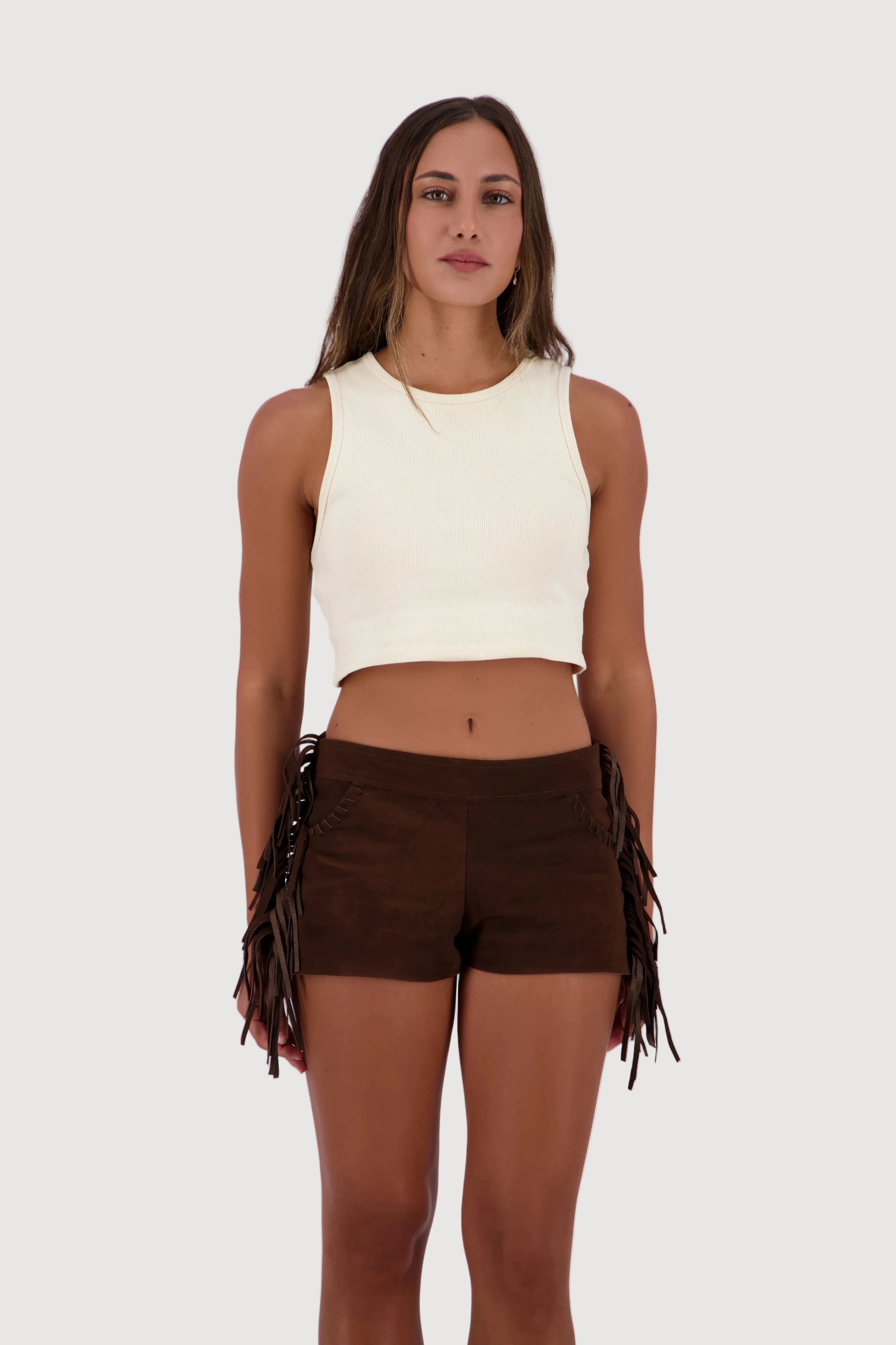 Saddle Fringe Mini Shorts