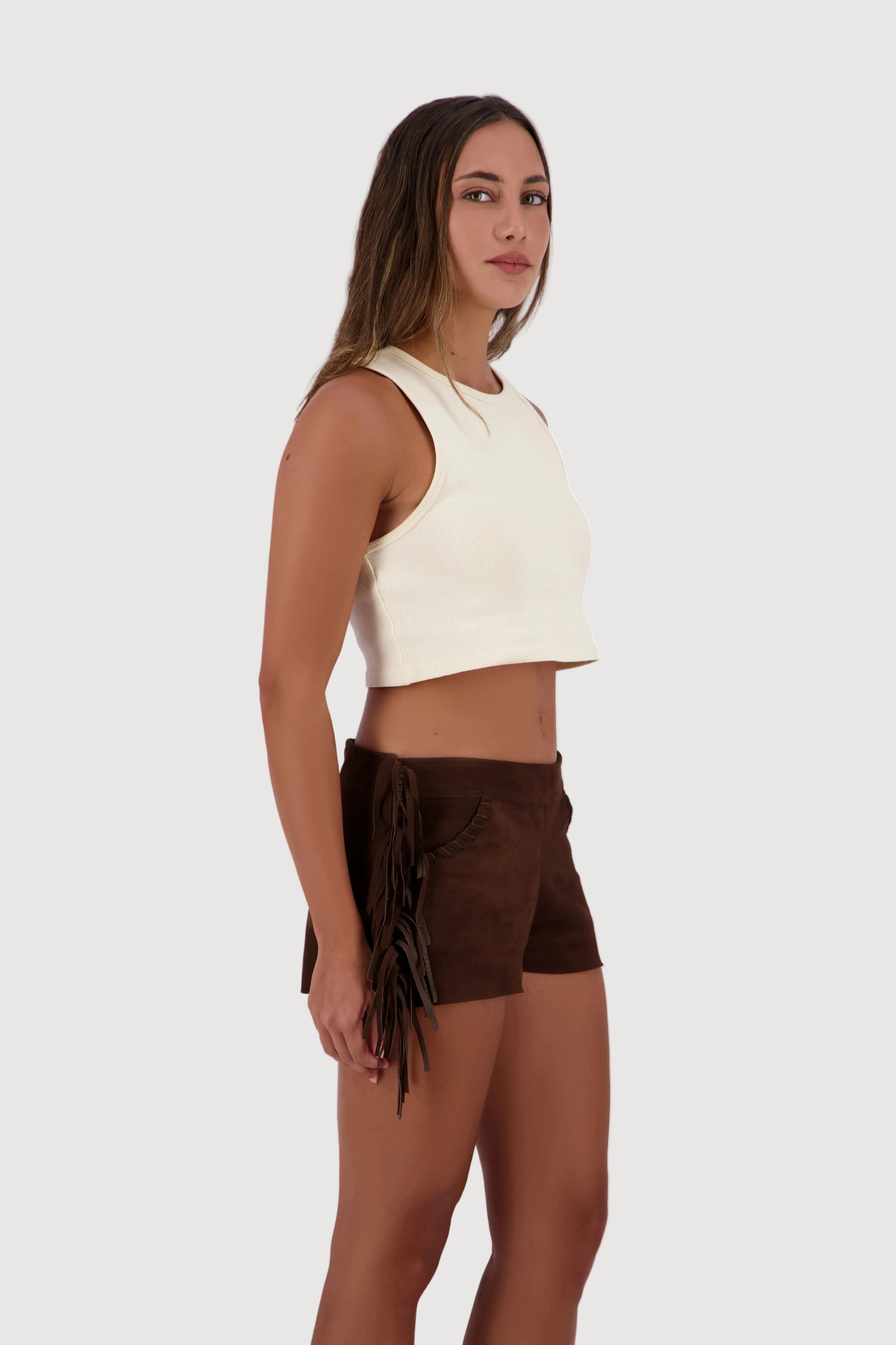 Saddle Fringe Mini Shorts