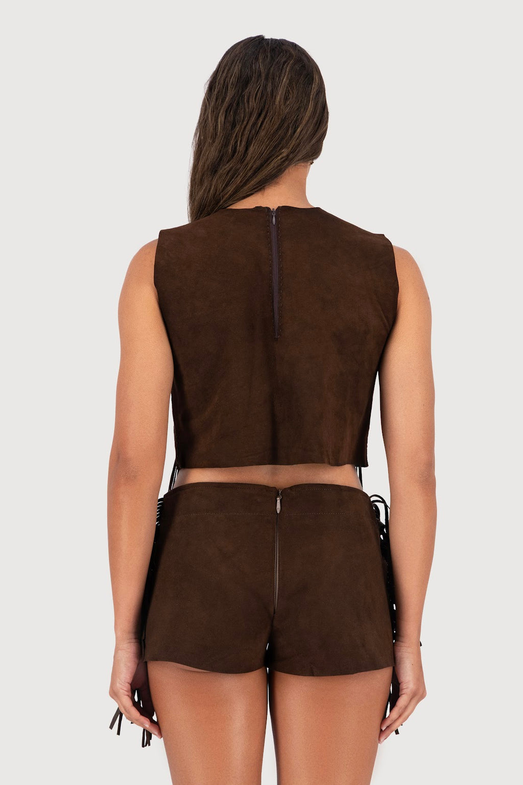 Saddle Hand-Woven Suede Fringe Top