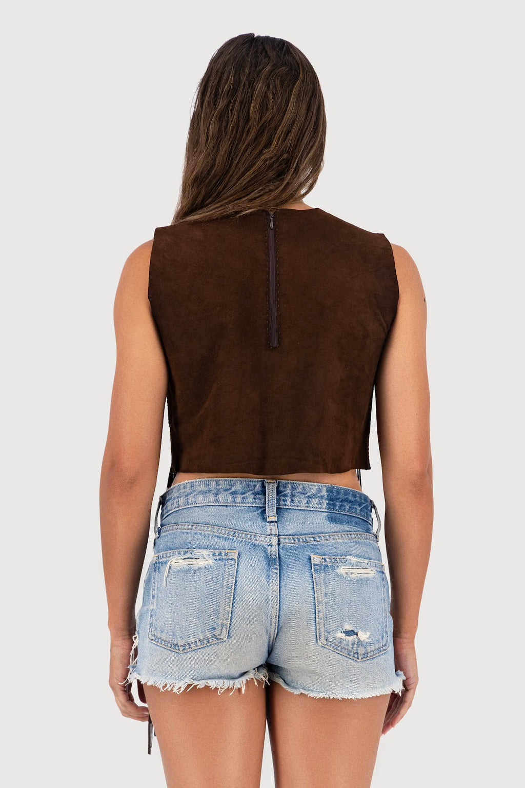 Saddle Hand-Woven Suede Fringe Top